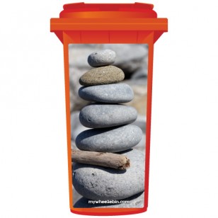 Stack Of Pebbles At The Beach Wheelie Bin Sticker Panel